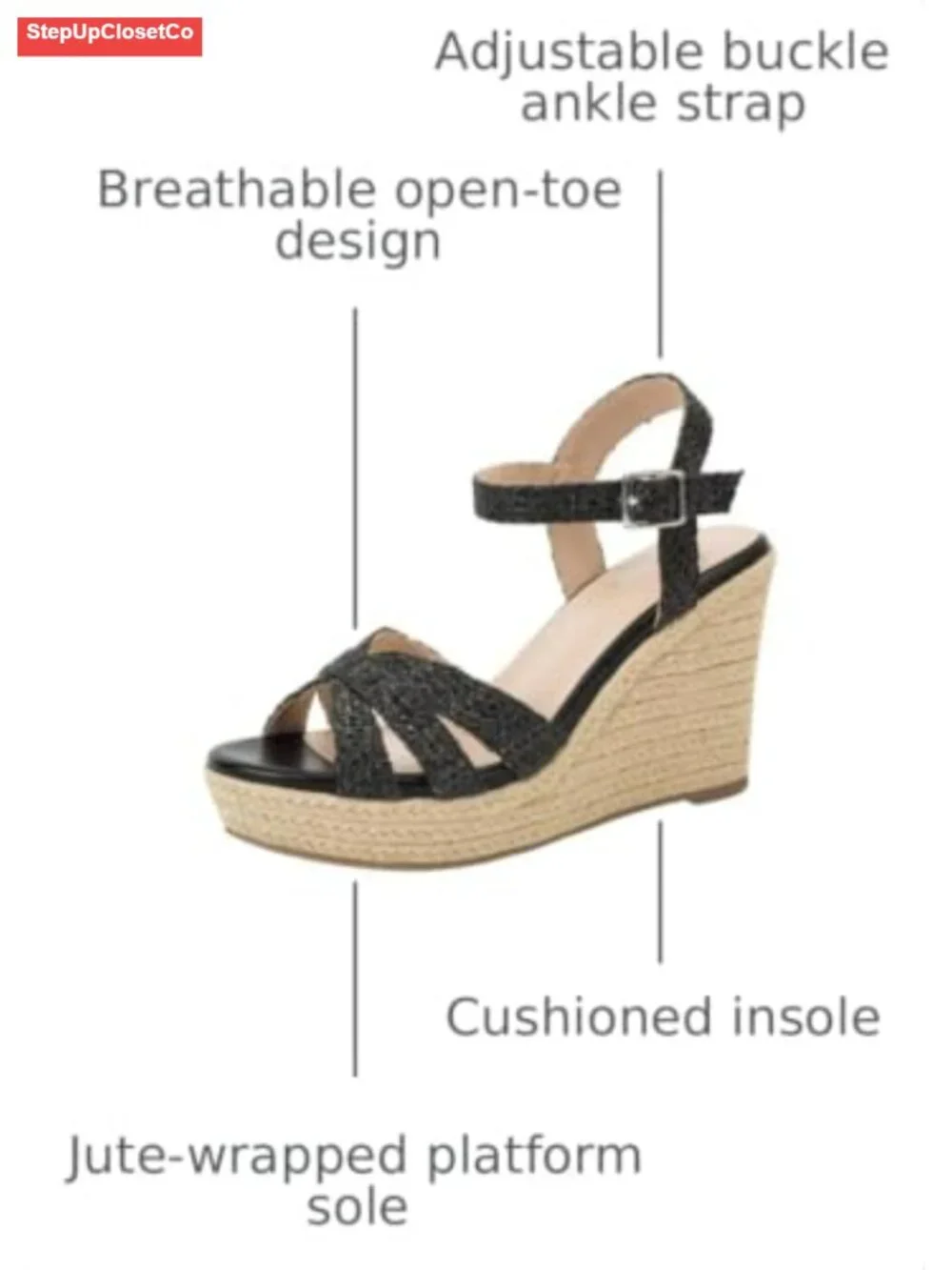 Raffia Woven Wedge Platform Sandals Espadrilles Open Toe Ankle Strap